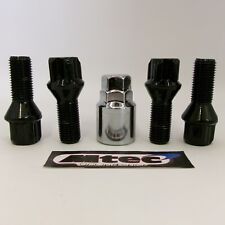 SET OF 4 BLACK ALLOY LOCKS FOR BMW E30 E46 E90 E91 E92 (M12x1.5) LOCKING BOLTS