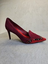 TORY BURCH Fuschia/Red Monroe Suede Patent Leather Pumps 10 M Stunning Pre-loved