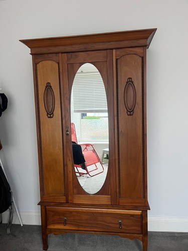 Vintage wardrobe with mirror - wardrobe,