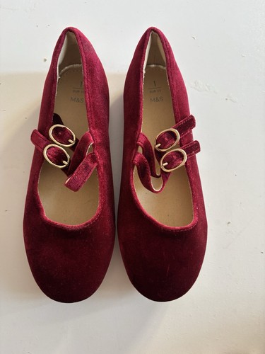 Girls burgundy velvet - m&s,