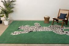 Climbing Leopard - Green, Hand-Tufted 100% Wool Soft Area Rug Carpet