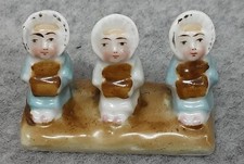 Victorian Fairing Hard Paste Porcelain 3 Little Seated Ladies Children Antique