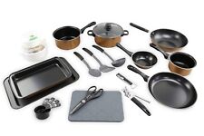 21pc Kitchen Student Starter Set Copper Pots Pans Cookware Bakeware Utensils