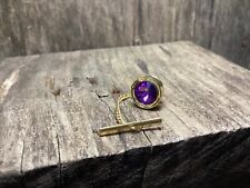 Vintage Purple Tie Pin Tack Rivoli Crystal Wedding Party Groom Best Man