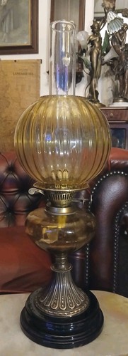 Art nouveau oil lamp amber - nouveau,