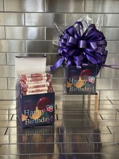 Happy Birthday Smarties Candy  Gift Basket-Box Wrapped & Purple Bow