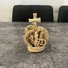 Vintage Folk Art Crown - Wheat Straw Weaving Sculpture
