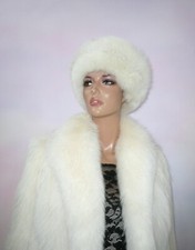 Real Farmed Arctic Fox Fur Hat for Coat Jacket Cossack Песец Cream Off White L