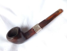 Briar & silver mounted, diamond stemmed pipe with Chester hallmarks for 1909