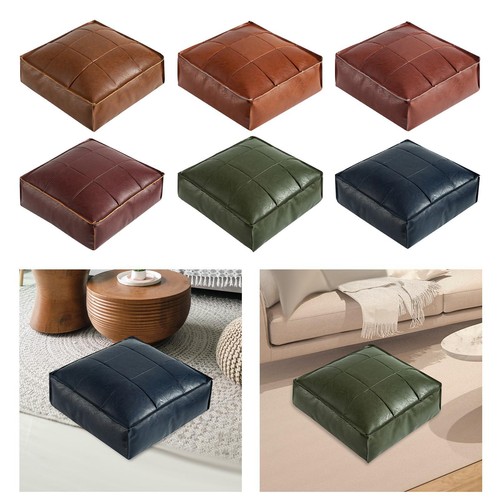Leather pouf cover - leather,