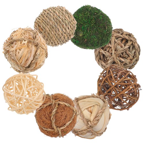 8pcs natural wicker - natural,