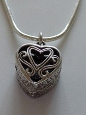 Lovely Vintage White Metal Heart  Locket With Engagement Wedding Ring Inside. 