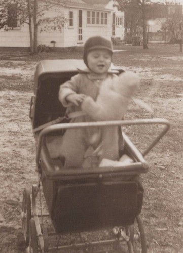 1940s baby pushing toy - baby, doll