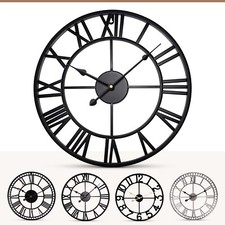 Indoor Outdoor Garden Clock Big Roman Numerals Metal Large Open Face Wall Clocks