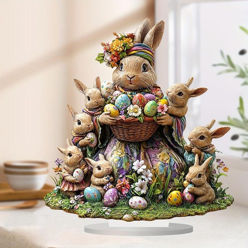 Easter bunny eggs figurine - easter,