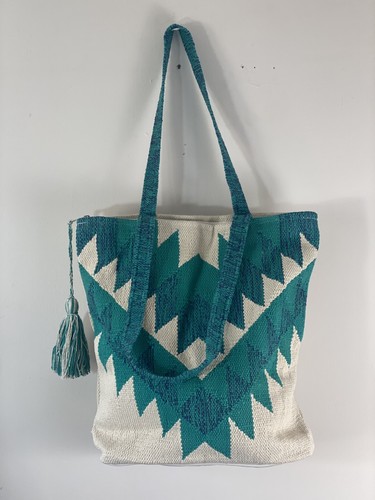 New turquoise white handbag - new,