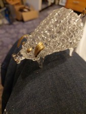 Glass Latticework Pig - Clear with Cute Golden Ears