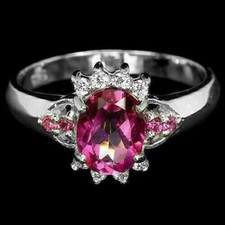 Silver Ring Pink Topaz Genuine