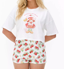 Ladies Pyjamas STRAWBERRY SHORTCAKE Women 6/8 Boxy Tee Shorts Nightwear Primark