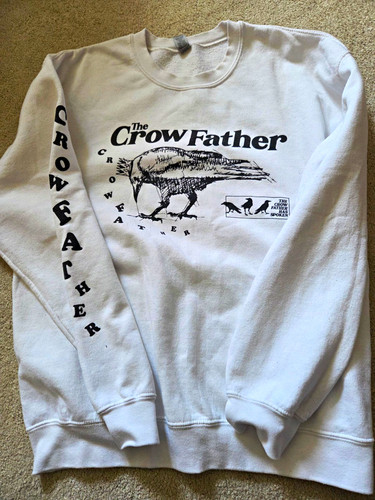 White crowfather crow graphic - crowfather,