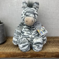 Jellycat Medium Bashful Zebra - Grey & White Zebra Pony Beanie  NWOT 12"