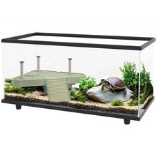 PawHut Turtle Tank 50L Glass Turtle Aquarium w/ Easy Drainage, 60 x 30 x 32cm