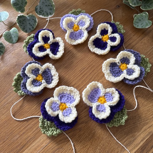 Hand crocheted purple - purple, pansy