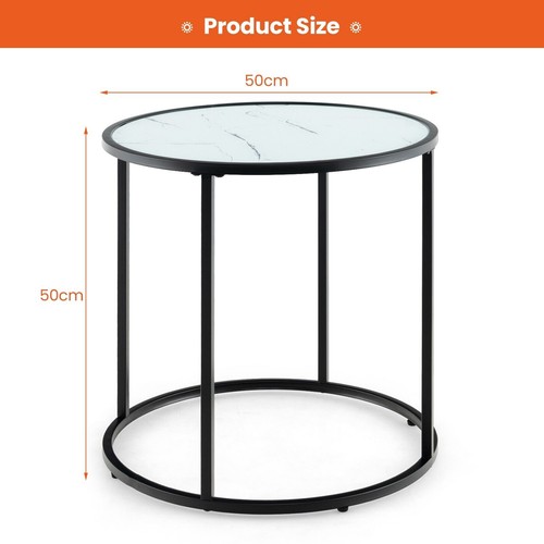 50cm round side table faux - 50cm,