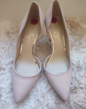 Jessica Simpson Womens 10 Livvy Pink Faux Nubuck Leather Heels Shoes