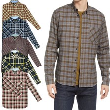 Cotton Shirt Flannel Brushed Check Work Lumberjack Tartan Sleeve Casual Stripe