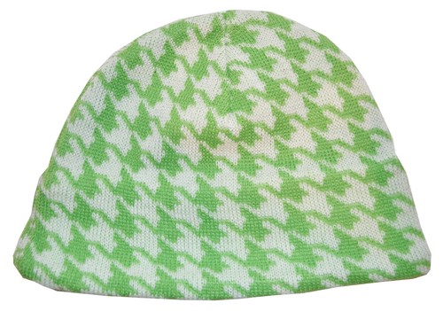 Green geometric beanie hat - green,