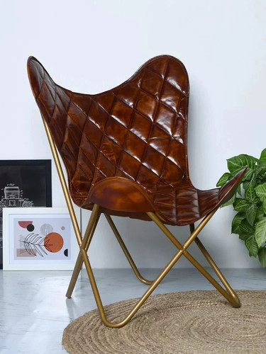 Leather butterfly chair brown - chair,