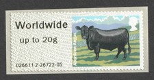 GB 2011 Aberdeen Angus Cattle Farm Animals Worldwide 20g Post & Go UM Stamp