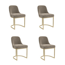 Set of 4 Mink Velvet Dining