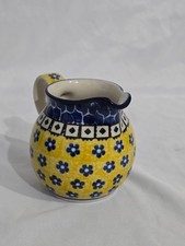 POLISH POTTERY MILK SAUCE JUG BOLESLAWIEC CERAMIKA ARTYSTYCZNA 3 inches tall