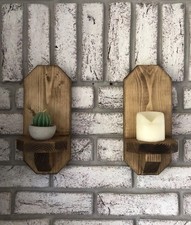 2x Handmade Wooden Wall Sconce