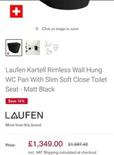 Laufen Kartell Rimless Wall Hung WC Pan With Soft Close Toilet Seat *Gloss Black