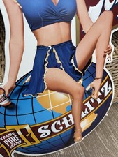 Vintage Schlitz Bar Tin Embossed Sign Pin Up Man Cave Beer