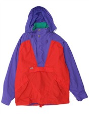 VAUDE Mens Loose Fit Hooded Anorak Jacket UK 38 Medium Red Colourblock CK24