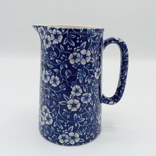 Staffordshire Handmade Tankard Jug H14cm White Blue FLT30-TT 