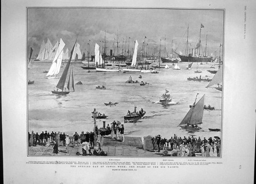 Old antique print 1904 cowes - antique,