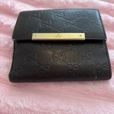 GUCCI  Wallet Bifold Purse GG Guccissima Leather Brown Authentic