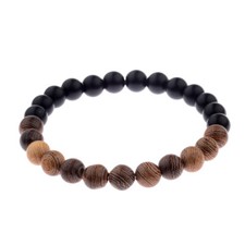 Men's Bracelet 8mm Wooden With Natural Lava Stone Beaded bracelet Stretchy UK