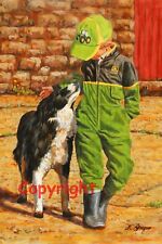 John Deere overalls Canvas Farm Picture Print by Irish artist Keith Glasgow