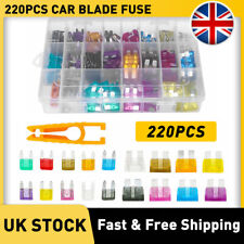 220 Standard Blade Fuses Car Auto Fuse Set 5-30A Mixed Assorted w/ Puller Holder