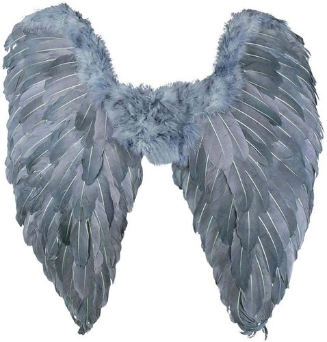 Large grey fallen angel - fallen, wings