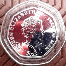 2022 Isle of Man God Save the Queen 50p Gold-Plated Coin in Capsule