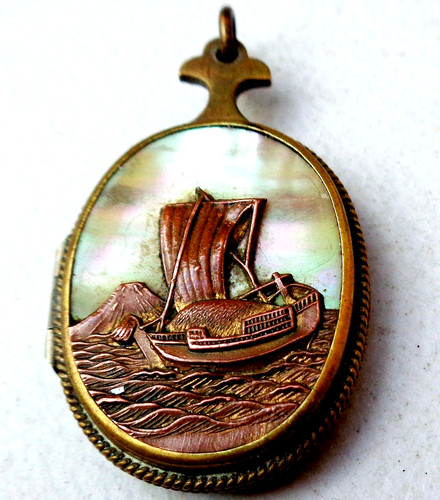 Antique brass locket set - antique,