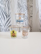 Vintage Shot Glasses Set Whisky Hennessy Champagne Drinks Branded Three Trio Set