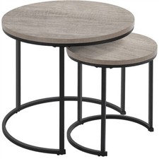 Nesting Coffee Tables Set of 2, Round Stacking End Side Tables for Living Room
